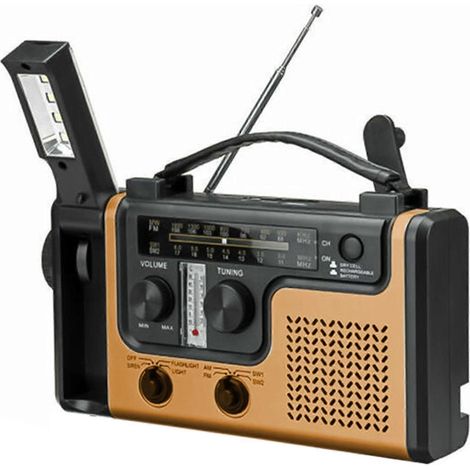 Notfallradio mit Solar- und Handkurbelladegerät, AM/FM-Radio, LED-Taschenlampe und externem Akku (1/5)