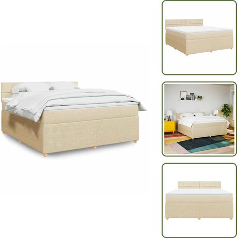 Boxspringbett mit Matratze Creme 180x200 cm Stoff - Boxspringbett - Boxspringbetten - Bett - Schlafzimmermöbel (1/5)