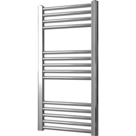 Greened House 400mm wide x 800mm Chrome Flat Central Heating Towel Rail high Designer Straight Towel radiator