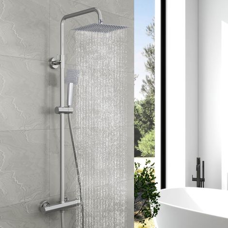 Biubiubath Bathroom Mixer Shower Thermostatic Dual Head Square Rainfall Handset (1/5)