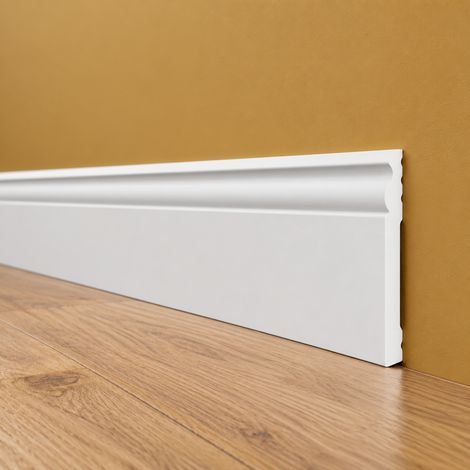 pacco da 108 ML di Battiscopa DUCALE bianco basso spessore 100x10mm in POLIMERI - Polistrutturato