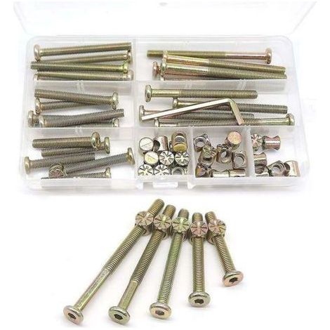 [JAMAIS UTILISÉ] Kit Vis de Lit de Bébé 25-Set - Différentes Tailles M6x40mm/50mm/60mm/70mm/80mm (1/4)