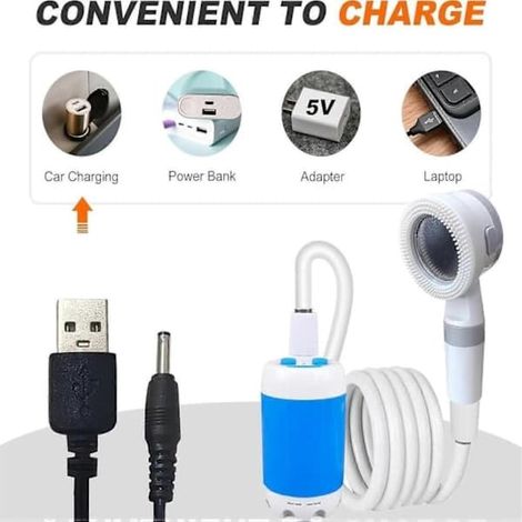Pompe de douche de camping rechargeable – Débit d'eau réglable pour un confort accru en voyage