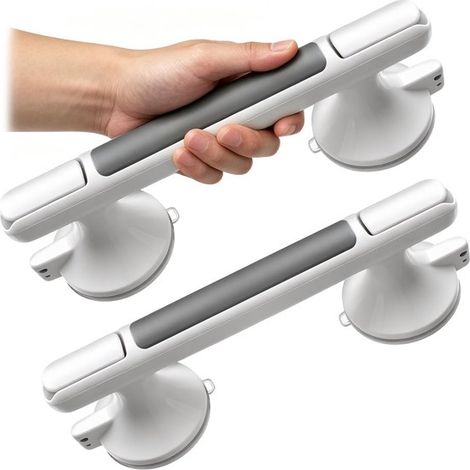 Poignées de sécurité pour douche – Lot de 2 – 33 cm – Avec ventouses antidérapantes – Sans perçage – Pour salle de bain, douche et toilettes – Pour seniors et personnes à mobilité réduite (1/5)