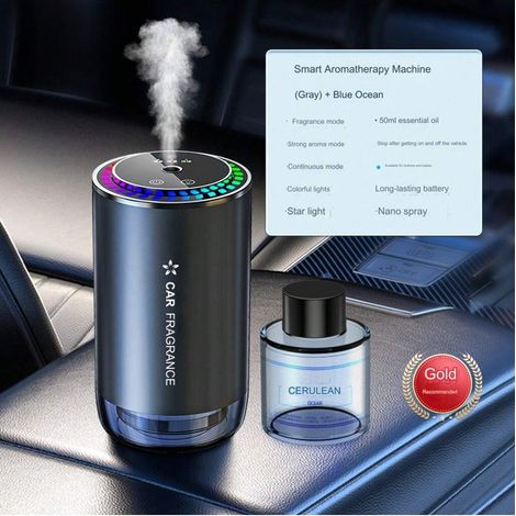 Parfum d'ambiance automatique pour voiture, diffuseur d'aromathérapie, désodorisant, alliage d'aluminium, métal, ambiance colorée, ciel étoilé, toit de voiture. (1/5)