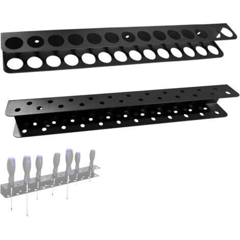 BUNTHAUS 2 Pièces Ensemble Porte Outils Mural, Support Mural pour Pinces de 40 cm et Support pour Tournevis de 40 cm, en Acier au Carbone, pour Organiser L'atelier, le Hangar, le Garage (Noir)