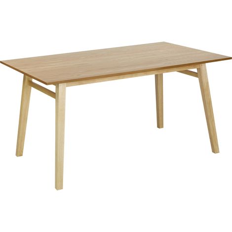 Mesa de comedor rectangular con tablero chapado acabado natural patas de madera maciza 150 x 90 cm madera de fresno natural Varley