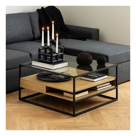 Ebuy24 – Table basse Randolf 2 tablettes chêne décor – Table basse fixe – Dimensions 100x60x45cm – Style contemporain et matériaux durables (1/5)