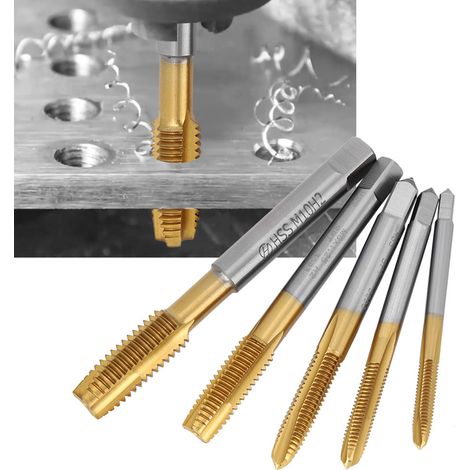 Jeu de 5 tarauds à main en acier rapide au cobalt, filetage métrique M4 à M10, outils de coupe pour visserie (1/5)