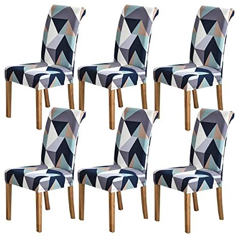 Lot de 6 housses de chaise extensibles amovibles et lavables pour hôtel, restaurant, cuisine, fête de mariage, Grille Magique (1/4)