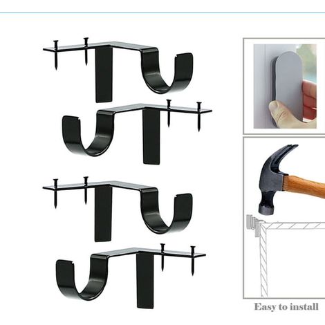Quatre supports de tringle à rideaux, pouvant être installés à l'intérieur du cadre de la fenêtre, adaptés à la décoration des fenêtres de chambre, réglables, supports de tringle à rideaux à double co (1/5)