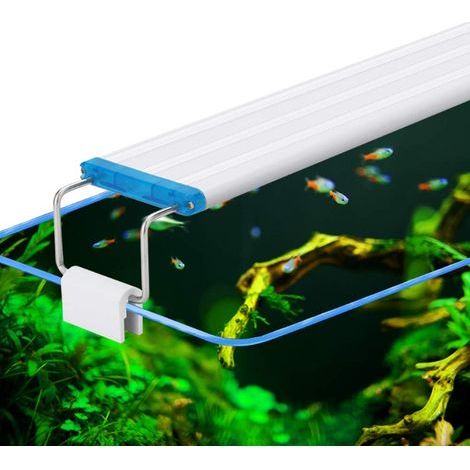 Applicable Aquarium De Capot D'éclairage Aquarium avec Lumière Extendable Supports, LED Aquarium Plantée Lampe Clip, Blanc Et Bleu LED pour Frais Et d'eau Salée (1/5)