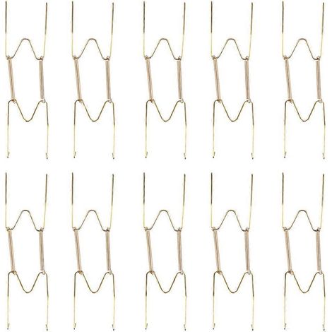Lot de 10 supports invisibles à ressort pour assiettes et plateaux, de 20 cm (dorés), à suspendre au mur (8 pouces).-19.00X5.00X1.00CM-Golden (1/2)