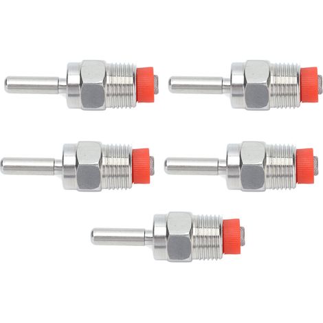 Nipple abreuvoir automatique pour porcs, filetage extérieur G1/2, acier inoxydable renforcé, bec à eau pour porcelets (lot de 5, bec long avec capuchon rouge) (1/5)