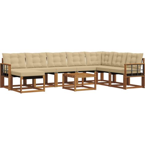 Outdoor-Sofagarnitur 9 stk. Natur und Beige vidaXL (1/5)