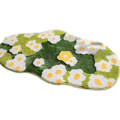 Tapis en mousse à motifs floraux - tapis doux et antidérapant, idéal pour le salon et la chambre, 50 x 80 cm (1/5)