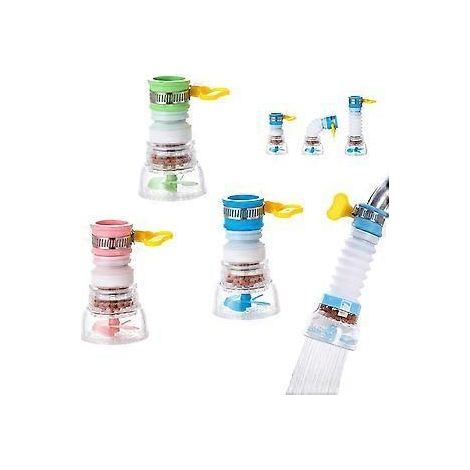 3-teiliger Wasserfilter für Wasserhahn, Anti-Kalk-Filter, 360° drehbar, einziehbar, mit medizinischem Steinfilterelement, für Zuhause, Küche, Bad, Spüle (Bl (1/5)
