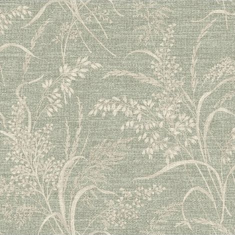 Papel pintado vinílico sobre tela no tejida, diseño de espigas de hierba natural, verde, 10 m (1/2)