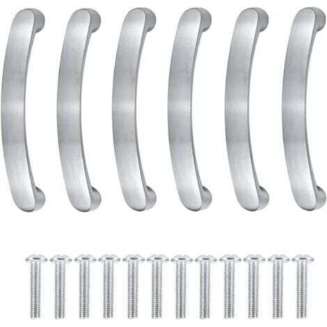[NIEMALS VERWENDET] 6-teiliges Küchenschrankgriff-Set, 96 mm Lochabstand, silberner Schubladengriff, Küchenschrankgriff, Möbeltürgriff, Schranktürgriff mit Schrauben