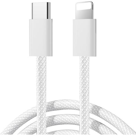 Geflochtenes USB-C-Kabel – iPhone Lightning 30 W 1 m – Weiß