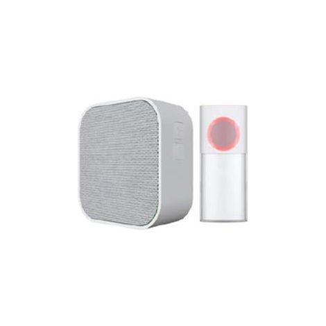 CAMPANELLO WIRELESS BATDOOR colore bianco con finitura in tessuto grigio SYNTESY