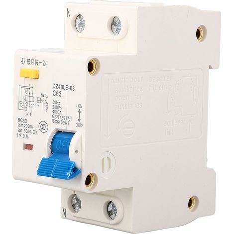 Disjoncteur de fuite DZ40LE 63 63A PC, ignifuge, montage sur Rail à poignée unique, 1P + N 230V (1/5)