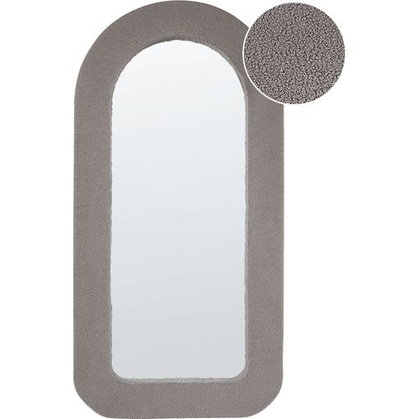 Miroir Mural Moderne à Suspendre 60 x 120 cm Cadre en MDF Forme Rectangulaire Tissu Bouclé Taupe Cervon