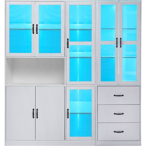 CAIziEnsemble de vitrines modulaires blanches modernes avec éclairage LED (1/5)