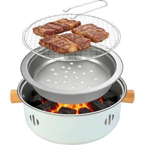 MINI BBQ:Portable Charcoal BBQ Grill with Metal Wire Mesh, Mini Charcoal Stove for Indoor Outdoor Home Kitchen Picnic Camping (1/5)