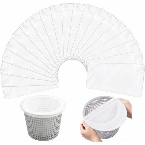 Filtre Skimmer Piscine Panier 20 Pièces Nylon Élastique Ultra-Fin Chaussette Skimmer Piscine Réutilisable Maillage Préfiltre Lavable pour Panier Skimmer Débris Feuilles Cheveux Pollen Saleté (1/5)