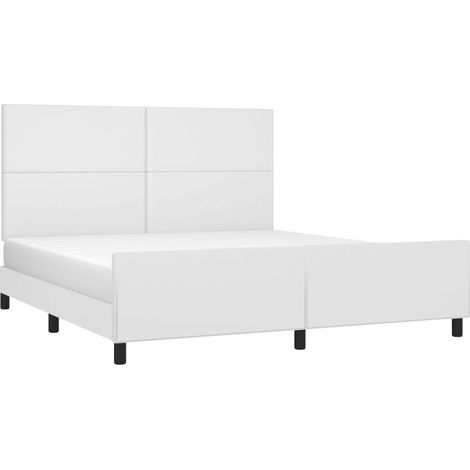 Estructura de cama sin colchón cuero sintético blanco 160x200cm vidaXL (1/4)
