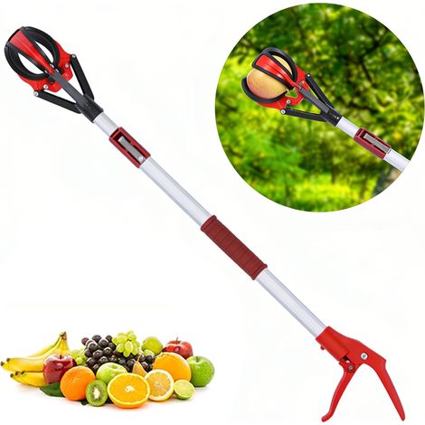 Teleskop-Obstpflückstange, 2,3 m bis 4 m, dreizinkiger Apfelpflücker, verstellbarer Obstpflücker mit langem Arm. (1/5)