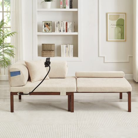 Canapé-lit pliant en bois massif – Lit lit simple multifonctionnel - BEIGE (1/5)