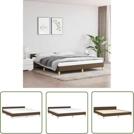 The Living Store Cadre de lit sans matelas marron foncé 160x200 cm tissu - Cadre De Lit - Lit Double - Literie - Meuble Chambre - Design Moderne (1/5)