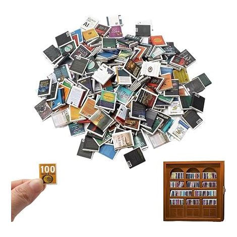 Livres Miniatures, Maison Miniature en Bois pour de Poupée, 1:12 Objet Diorama Inséré dans Bibliothèque, Décoration pour Interieur Details Exquis (1/5)