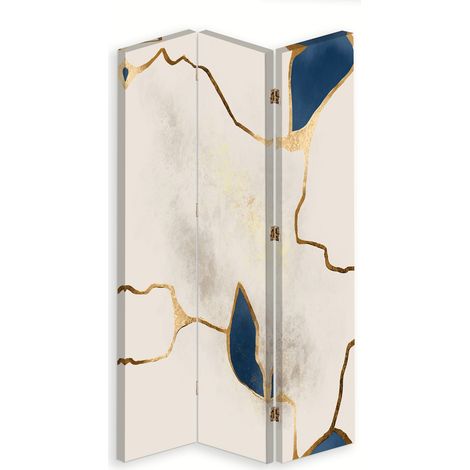 Paravento bilaterale 360, Linee blu-oro - 110x170 (1/5)