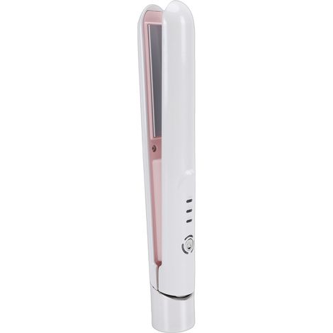 Fer à lisser sans fil, 3 réglages de température, batterie 2600 mAh, mini lisseur/boucleur en céramique, idéal pour les voyages, blanc. (1/5)