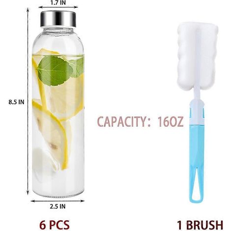 Verre Juice bouteilles couvercles Juicing 18 oz réutilisable transparent verre eau bouteilles hermétique bouchon (1/5)