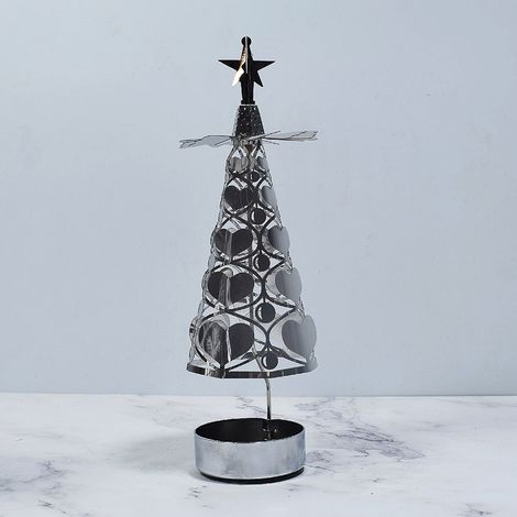 Bougie parfumée Noël avec support rotatif en forme d'arbre et lumière mobile