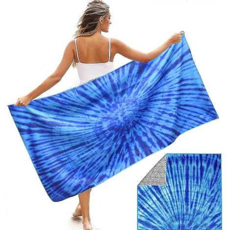 Serviette de plage en microfibre double face, grande serviette à séchage rapide anti-sable, grandes serviettes de plage bleues pour adultes et enfants, serviette de piscine, serviette de gym, absorban (1/5)
