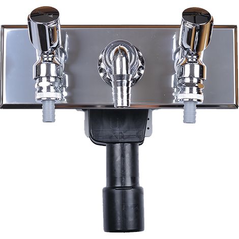 Sifón empotrado para lavadora DN40/50, entradas de agua y 2 grifos antiinundación R 1/2', conector de manguera cromado, 280x100m