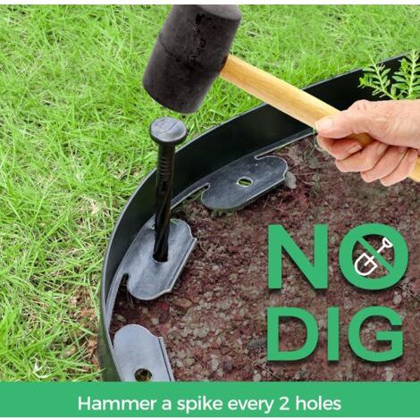 Bordure de Jardin Exterieur 10M en Plastique Noir avec 30 Piquets Bordure de Jardin Flexible Résistante aux Intempéries, Flexible Bordure de Gazon avec piquets Solides (1/4)