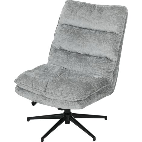 Chaise de bureau pivotante sans accoudoirs, revêtue d'un tissu doux, réglable en hauteur, pieds en acier, grise. (1/5)