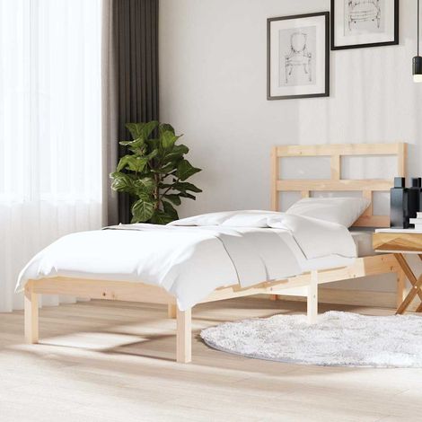 Estructura de cama individual pequeña madera maciza 75x190 cm (1/5)