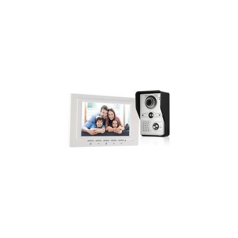 Sonnette vidéo filaire 7 pouces – Moniteur intérieur LCD – Caméra extérieure étanche avec vision nocturne – Interphone vidéo audio bidirectionnel (1/5)