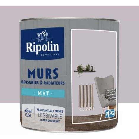 Peinture Murs, Boiseries, Radiateurs RIPOLIN Mat Mauve Carex 0,5 L (1/3)