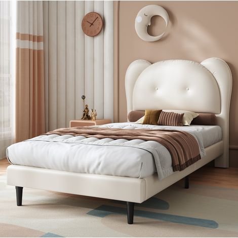 MEUBLIV Kinderbett 90x200 cm Beige – Tierkopfteil, ohne Matratze (1/5)