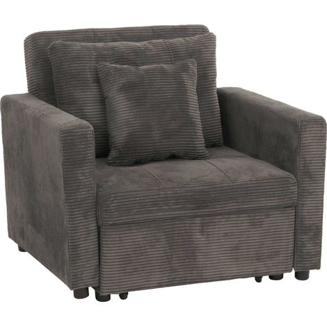 [NEUWERTIG] Schlafsessel HHG-905, Klappsessel Gästebett Relaxsessel, Liegefläche 200x100cm Stoff/Textil Cord dunkelgrau