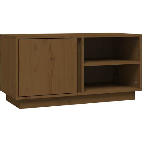 Meuble TV, Étagère TV, Meuble de Salon, Moderne Marron miel 80x35x40,5 cm Bois de pin massif OIB5532E (1/5)
