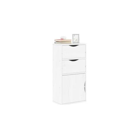 Armoire latérale tiroirs ODDA blanc 40x24x79 bois massif pin (1/5)